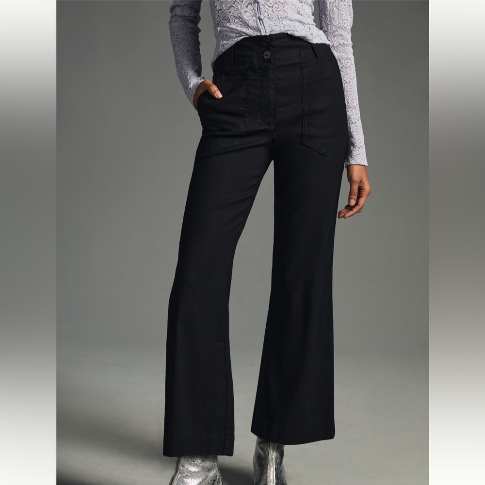 Anthropologie Maeve Naomi Cropped Wide Leg Flare Pants